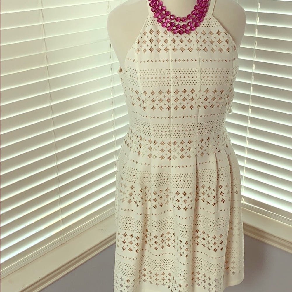 White Eliza J dress 16 NWOT mesh inlays